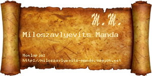 Miloszavlyevits Manda névjegykártya